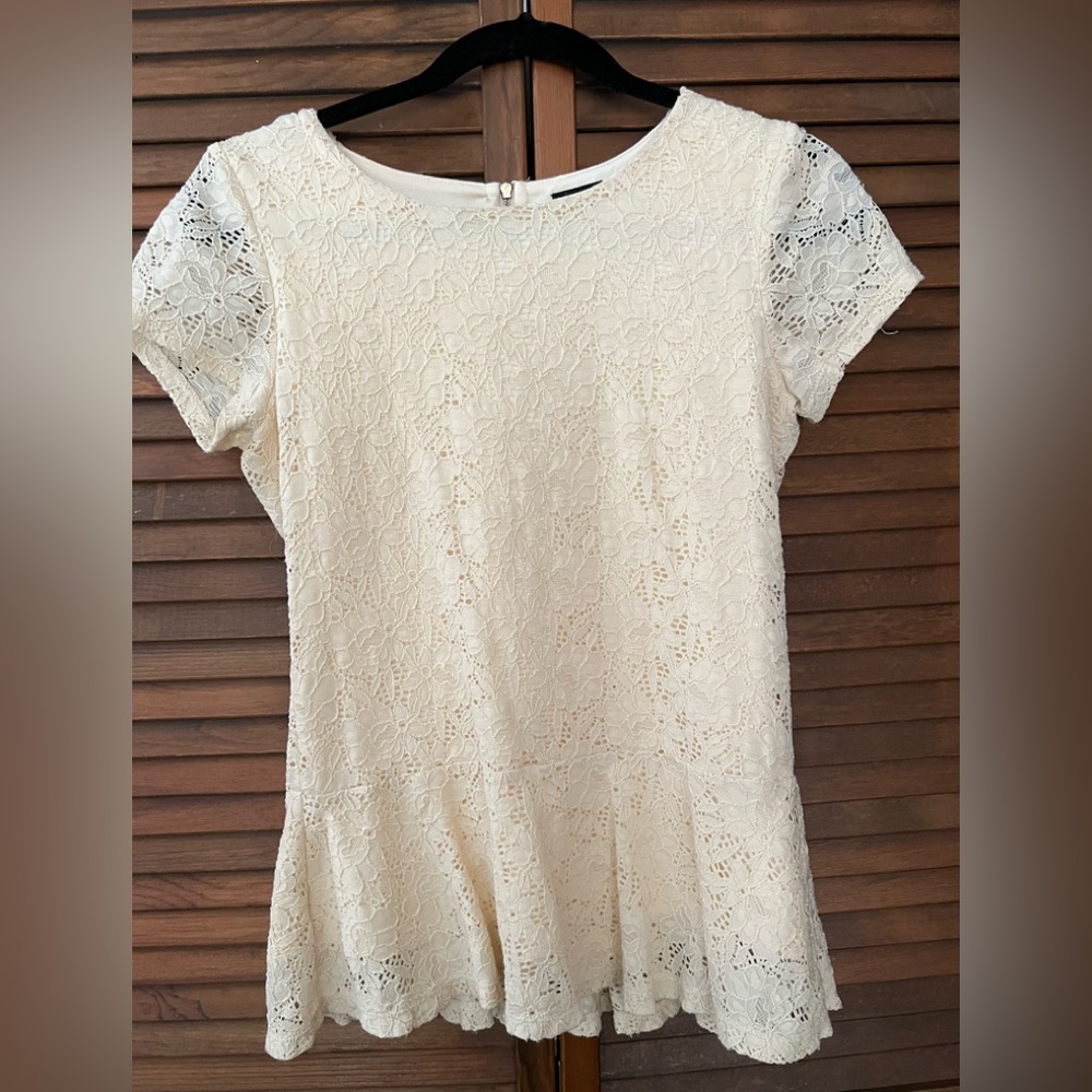 Bobeau Cream Lace Top